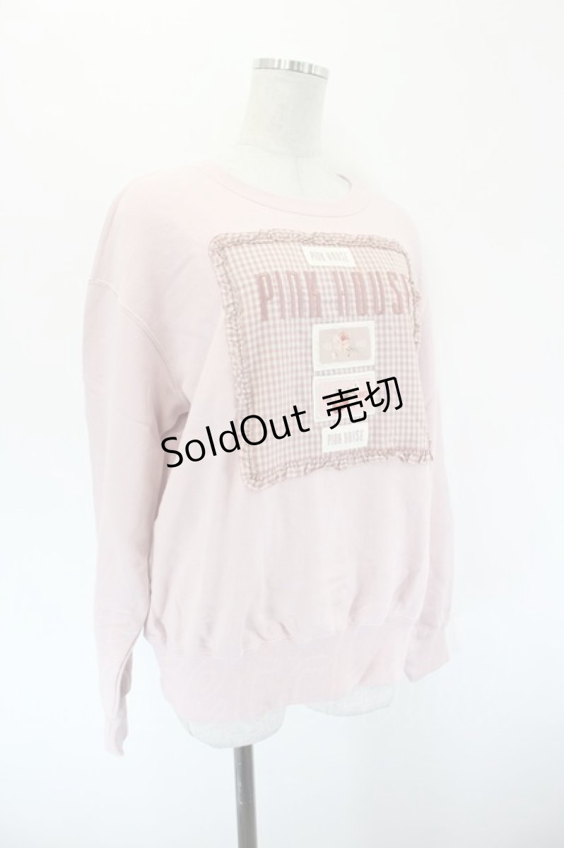 画像3: PINK HOUSE / アンティークギンガムゼッケン付きトレーナー  ピンク I-26-09-15-048-LO-TO-SA-ZI (3)