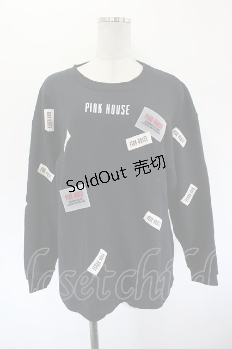 画像1: PINK HOUSE / ロゴワッペンスウェット  黒Ｘ白 I-26-09-15-049-LO-TO-SA-ZI (1)