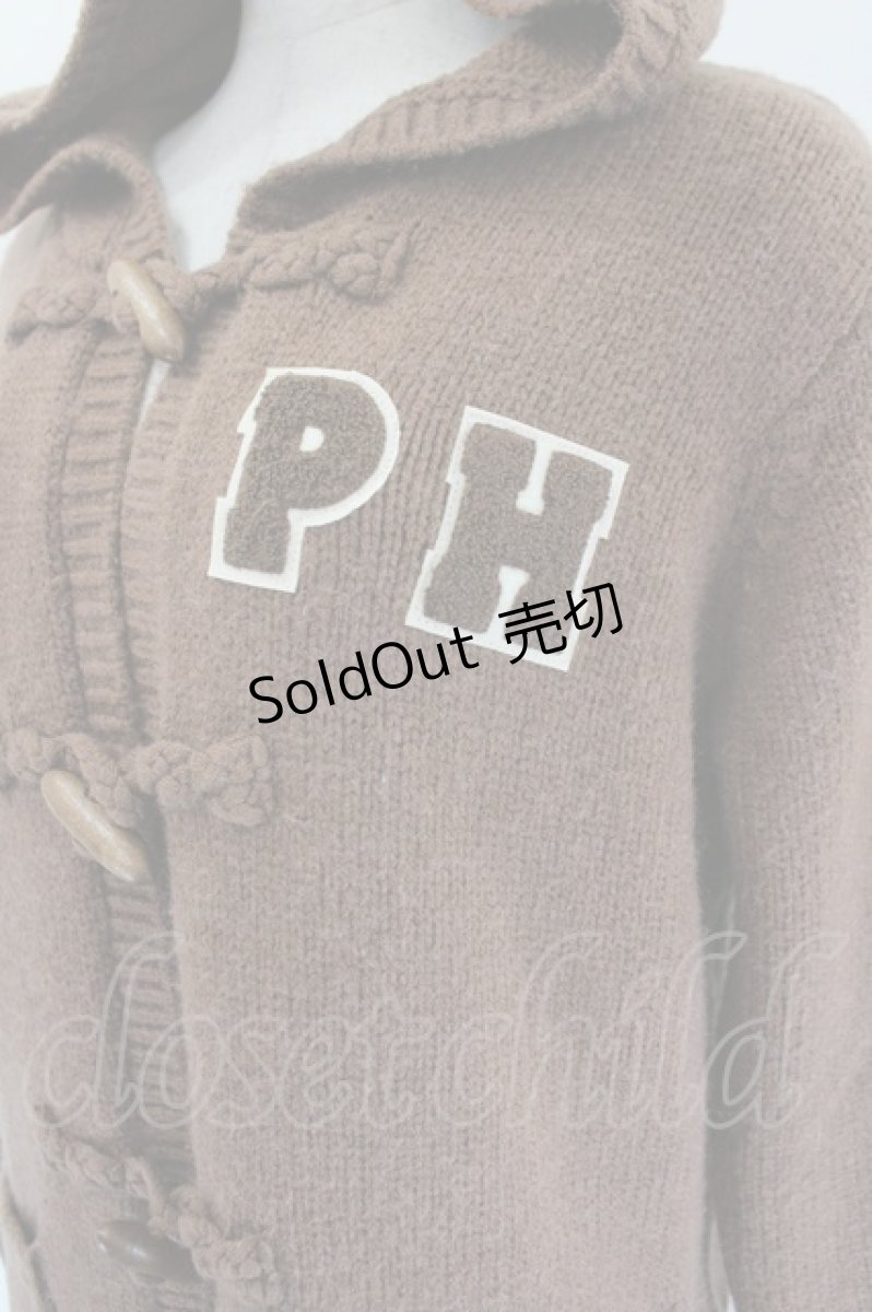 画像4: PINK HOUSE / PHロゴワッペン付きフードニットカーディガン  ブラウン I-26-09-15-054-LO-TO-SA-ZI (4)