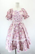 画像1: metamorphose / はしごレースリボン花柄半袖ワンピース 1 ラベンダー系 I-26-09-15-066-ME-OP-TE-ZI (1)