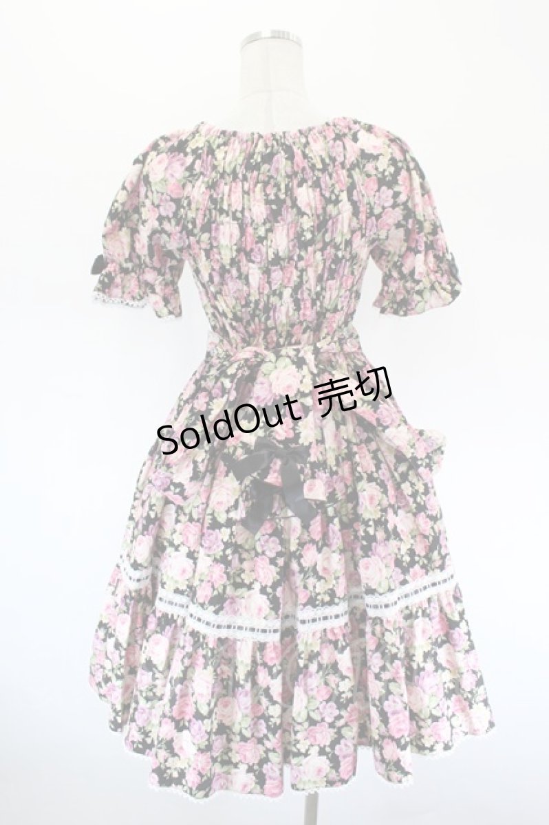 画像3: metamorphose / はしごレースリボン花柄半袖ワンピース 1 黒 I-26-09-15-068-ME-OP-TE-ZI (3)