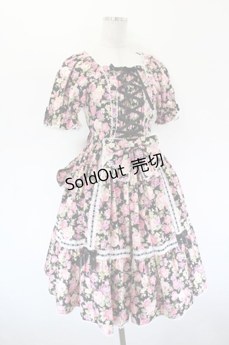 画像4: metamorphose / はしごレースリボン花柄半袖ワンピース 1 黒 I-26-09-15-068-ME-OP-TE-ZI (4)