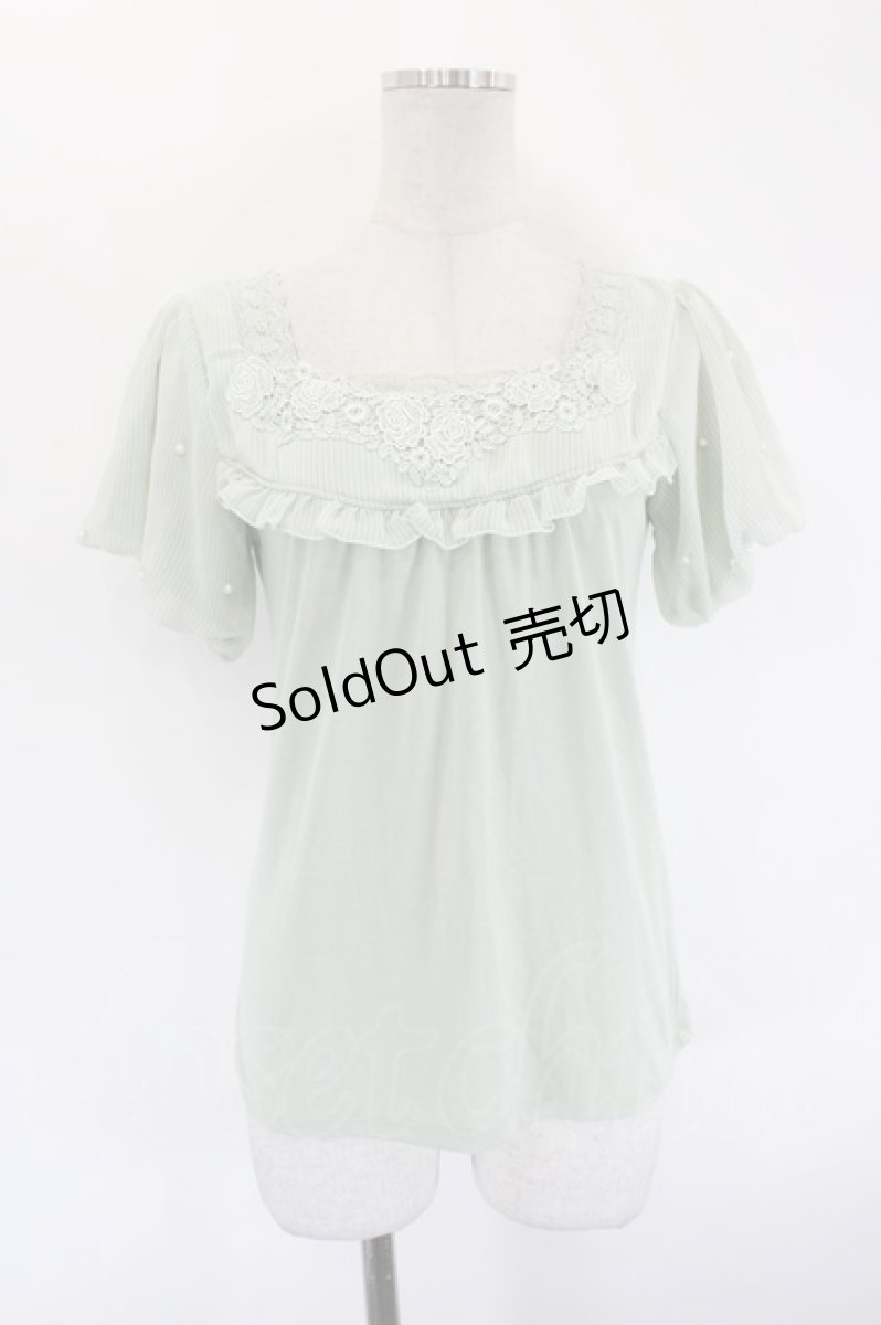 画像1: axes femme / シフォン切り替えトップス M ミント I-26-09-15-008-AX-TO-TE-ZI (1)