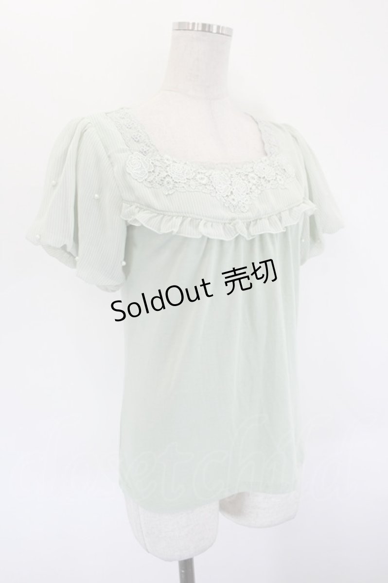 画像3: axes femme / シフォン切り替えトップス M ミント I-26-09-15-008-AX-TO-TE-ZI (3)