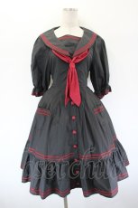 画像1: metamorphose / 刺繍入りセーラーワンピース 1 黒×えんじ I-26-09-15-074-ME-OP-TE-ZI (1)