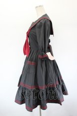 画像2: metamorphose / 刺繍入りセーラーワンピース 1 黒×えんじ I-26-09-15-074-ME-OP-TE-ZI (2)