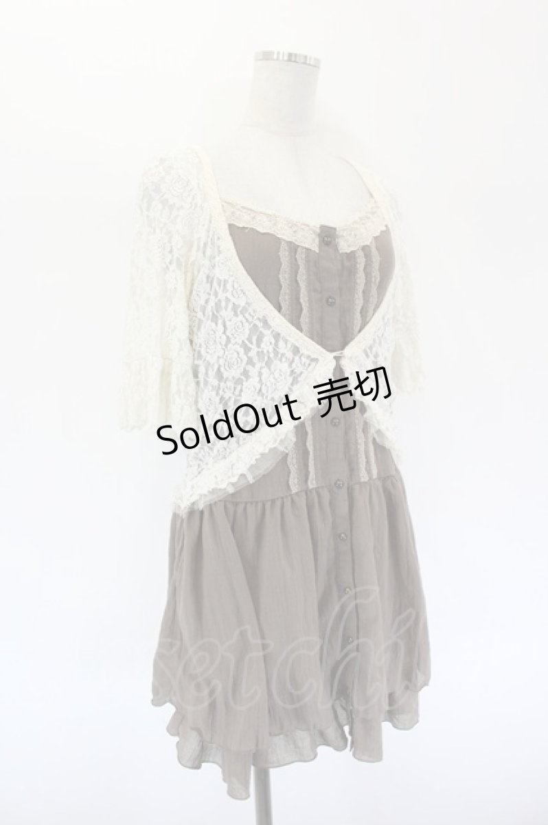 画像4: axes femme / ボレロ重ね着風ワンピース M ブラウン I-26-09-15-075-AX-OP-TE-ZI (4)