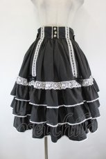 画像1: metamorphose / Dress up はしごレースハイウエストスカート 1 黒×白 I-26-09-15-080-ME-SK-TE-ZI (1)