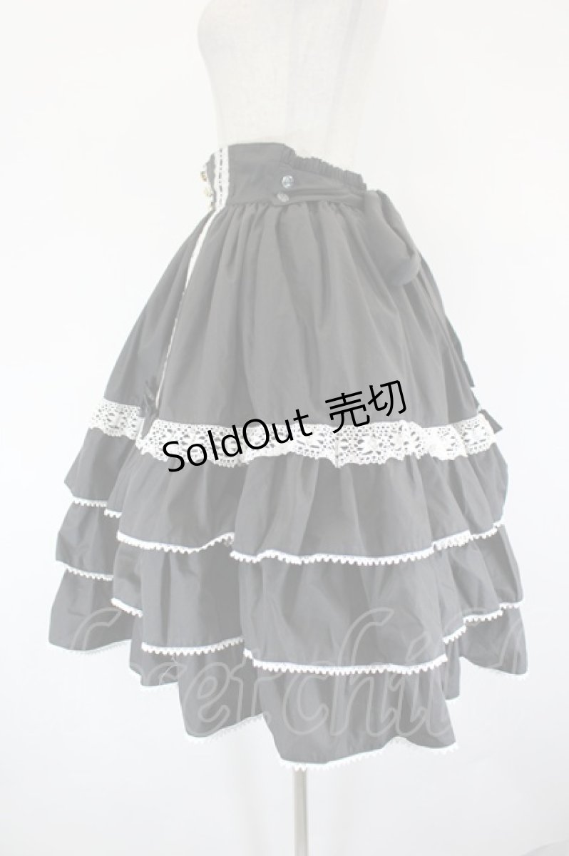 画像2: metamorphose / Dress up はしごレースハイウエストスカート 1 黒×白 I-26-09-15-080-ME-SK-TE-ZI (2)
