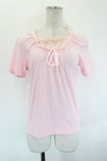 画像1: LOLITAその他(お買取対象外) / 胸元レース切替半袖カットソー M ピンク I-26-09-15-010-LO-TO-TE-ZI (1)