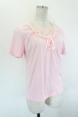 画像3: LOLITAその他(お買取対象外) / 胸元レース切替半袖カットソー M ピンク I-26-09-15-010-LO-TO-TE-ZI (3)