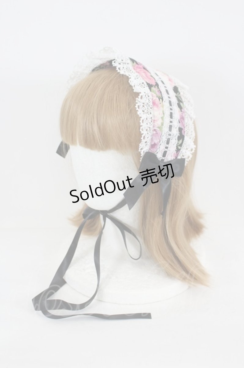 画像1: metamorphose / はしごレースリボン花柄ヘッドドレス  黒 I-26-09-15-120-ME-AC-TE-ZI (1)