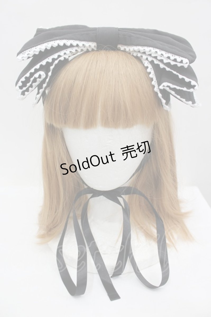 画像1: metamorphose / リボン型ヘッドドレス  黒Ｘ白 I-26-09-15-122-ME-AC-SA-ZI (1)