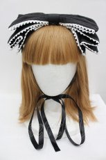 画像1: metamorphose / リボン型ヘッドドレス  黒Ｘ白 I-26-09-15-122-ME-AC-SA-ZI (1)