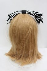 画像2: metamorphose / リボン型ヘッドドレス  黒Ｘ白 I-26-09-15-122-ME-AC-SA-ZI (2)