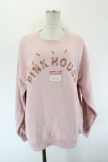 画像1: PINK HOUSE / ロゴプリント＆アップリケ使いトレーナー  ピンク I-26-09-16-032-LO-TO-TE-ZI (1)