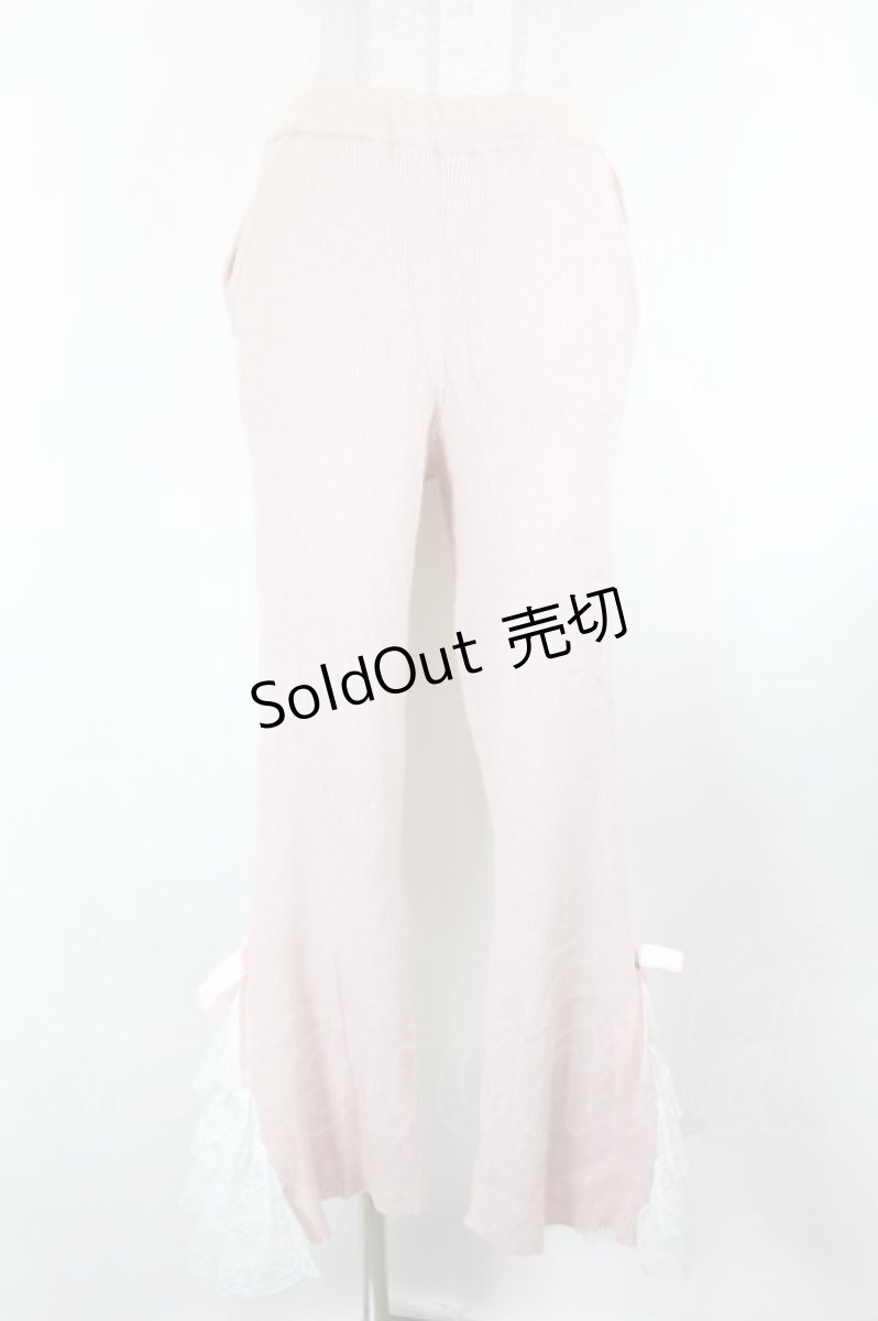 画像1: Swankiss / ラッフルレースリブニットパンツ  ピンク I-26-09-16-098-LO-PA-TE-ZI (1)