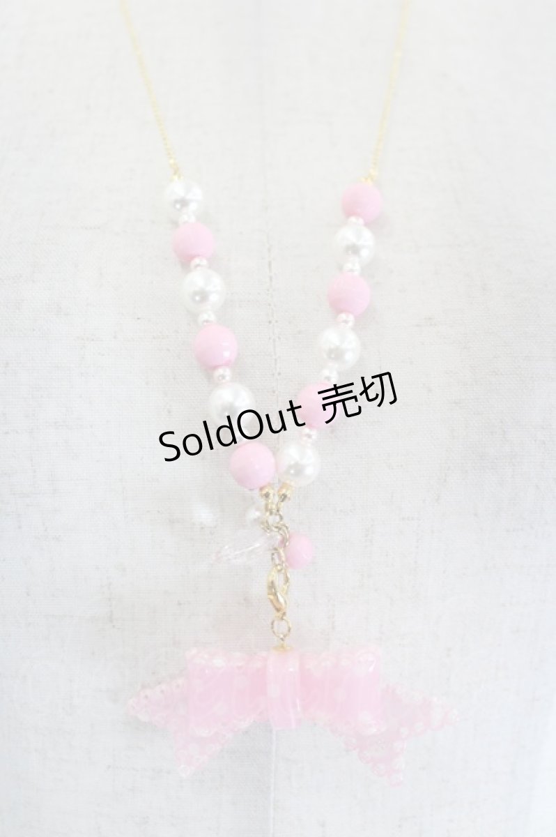 画像1: metamorphose / スカラップリボンネックレス  ピンク×ゴールド I-26-09-16-104-ME-AC-TE-ZI (1)