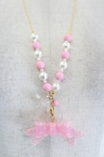 画像1: metamorphose / スカラップリボンネックレス  ピンク×ゴールド I-26-09-16-104-ME-AC-TE-ZI (1)