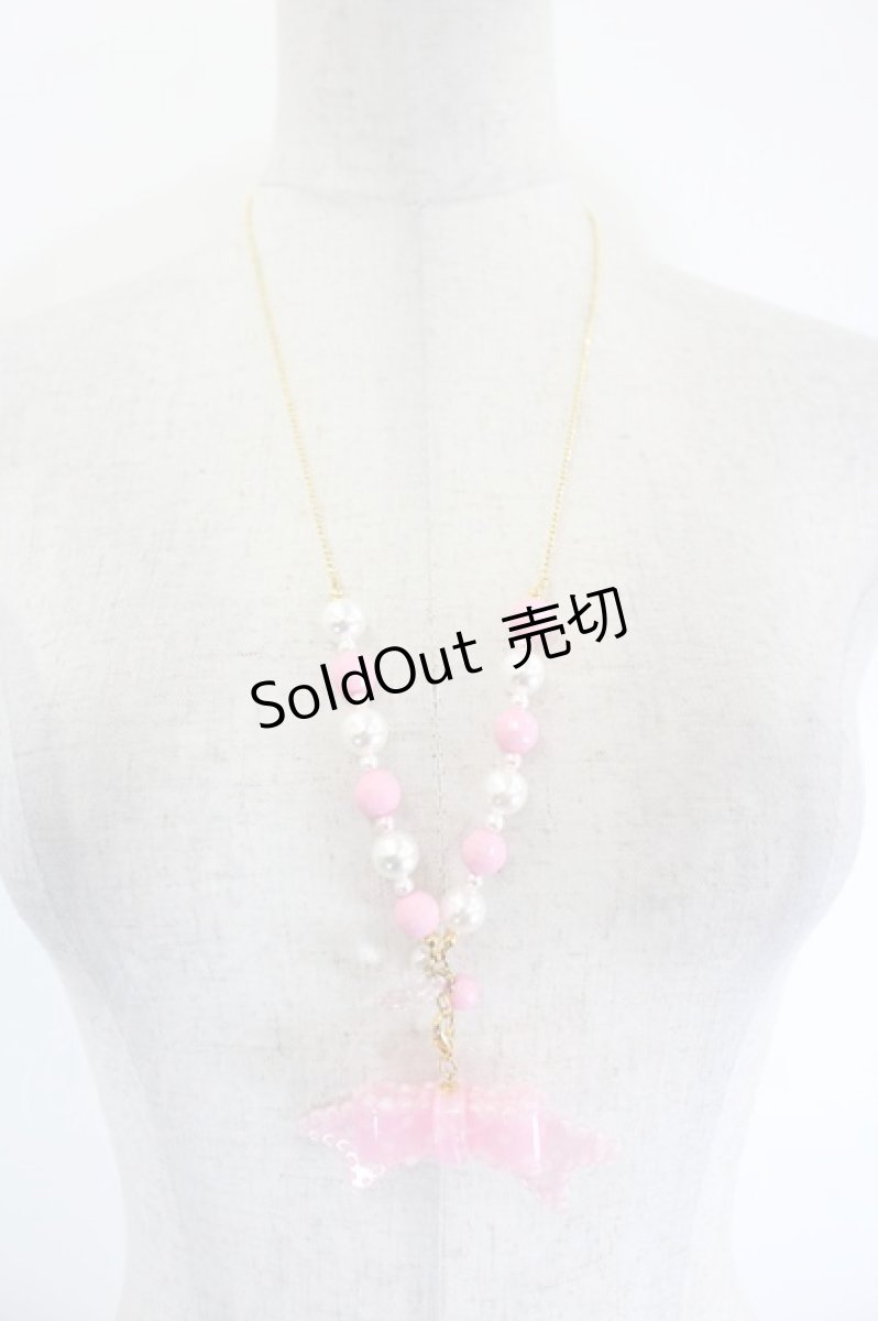 画像2: metamorphose / スカラップリボンネックレス  ピンク×ゴールド I-26-09-16-104-ME-AC-TE-ZI (2)