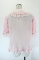 画像2: Angelic Pretty / 襟ロゴ刺繍袖フリルブラウス  ピンク I-26-09-16-002-AP-BL-TE-ZI (2)