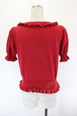 画像2: metamorphose / クラウン刺繍ラメ半袖ニットカーディガン  赤ラメ I-26-09-16-018-ME-TO-SA-ZI (2)