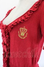 画像4: metamorphose / クラウン刺繍ラメ半袖ニットカーディガン  赤ラメ I-26-09-16-018-ME-TO-SA-ZI (4)