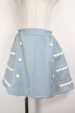 画像1: Shirley Temple / ハートボタンレース台形スカート 160 サックス I-26-09-17-086-ET-SK-TE-ZI (1)