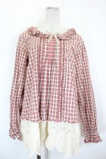 画像1: PINK HOUSE / Rambler Berry Lace使いオリジナルチェックブラウス  アイボリー系 I-26-09-17-009-LO-OP-TE-ZI (1)