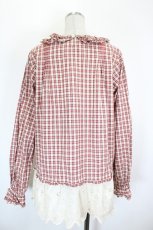 画像2: PINK HOUSE / Rambler Berry Lace使いオリジナルチェックブラウス  アイボリー系 I-26-09-17-009-LO-OP-TE-ZI (2)