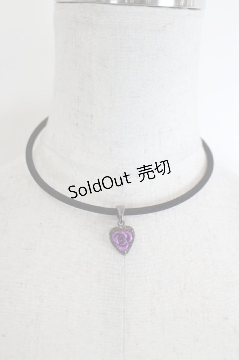 画像1: MIHO MATSUDA / ローズハートネックレス  黒Ｘ紫 I-26-09-17-103-GO-AC-SA-ZI (1)
