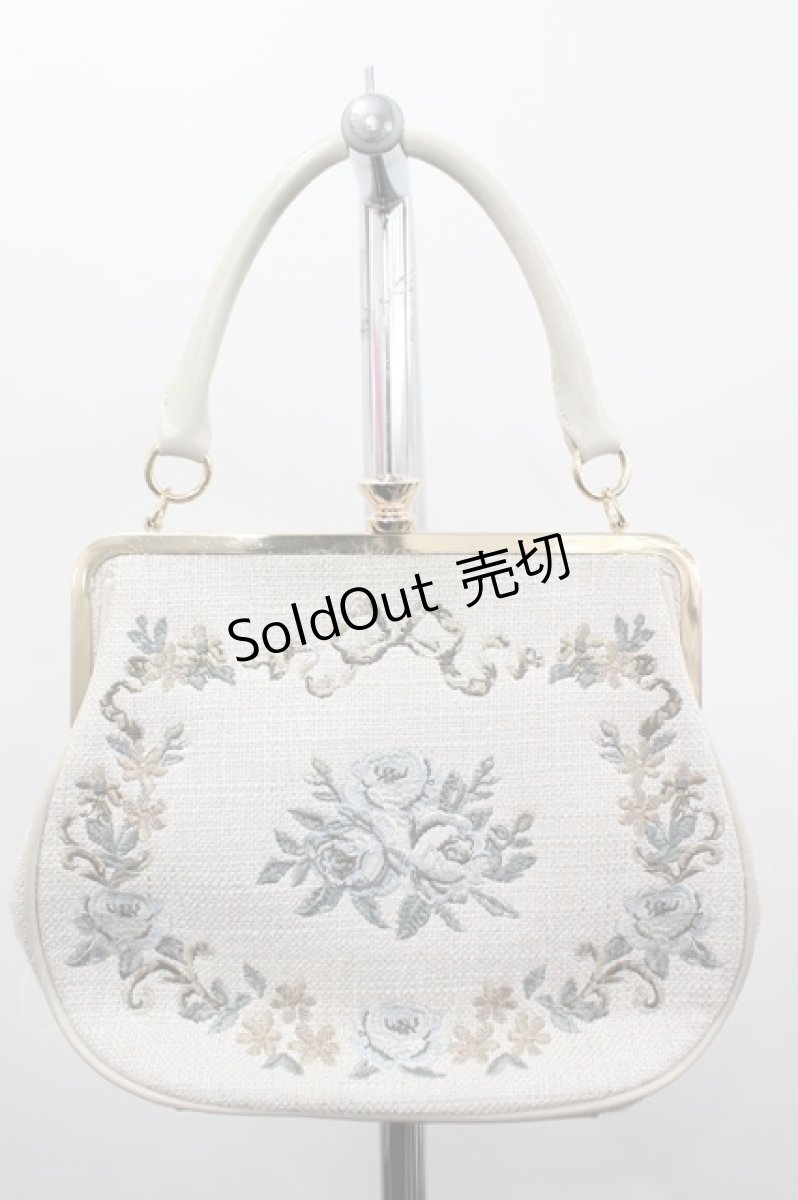 画像1: an another angelus / リボンローズ刺繍がま口バッグ  生成り I-26-09-17-117-CA-BG-SA-ZI (1)