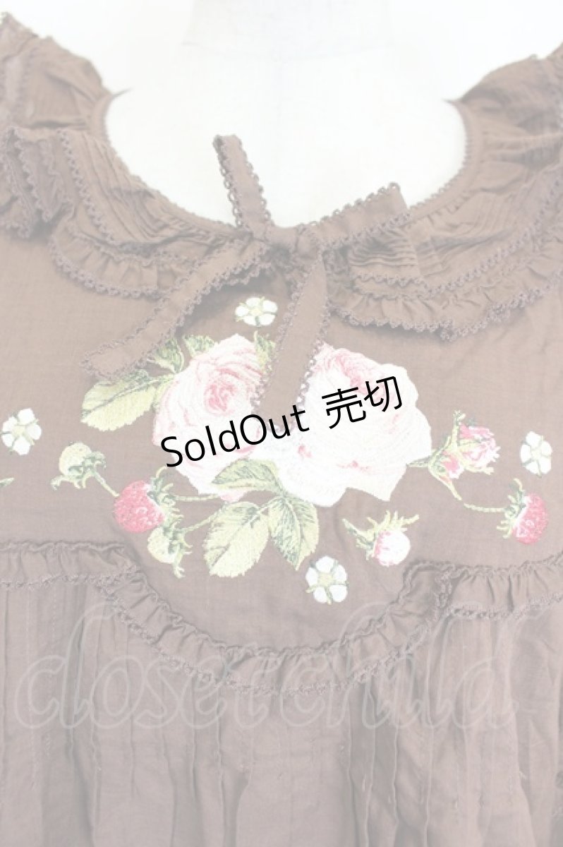 画像3: PINK HOUSE / Berry Rose刺繍入りブラウス  ブラウン I-26-09-17-014-LO-BL-SA-ZI (3)