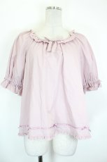 画像1: PINK HOUSE / フリルリボン半袖ブラウス  ラベンダー I-26-09-17-016-LO-BL-SA-ZI (1)
