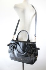 画像1: m petit by misako / AMレースアップ 2WAY トートバッグ  黒Ｘゴールド I-26-09-21-105-LO-BG-SA-ZI (1)