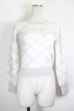 画像1: evelyn / ロゴチェックニット F グレー×オフ I-26-09-21-016-LO-TO-TE-ZI (1)