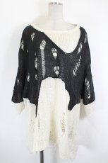 画像1: CIVARIZE / クラッシュ加工レイヤードサマーニット  白Ｘ黒 I-26-09-21-028-PU-TO-SA-ZI (1)