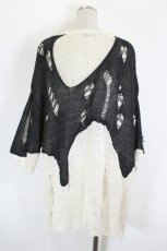 画像2: CIVARIZE / クラッシュ加工レイヤードサマーニット  白Ｘ黒 I-26-09-21-028-PU-TO-SA-ZI (2)