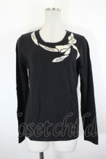 画像1: INGEBORG / ロゴロボンニットトップス 11 黒Ｘアイボリー I-26-09-23-033-LO-TO-SA-ZI (1)