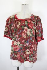 画像1: INGEBORG / フラワー総柄シャーリングトップス 4(11号) レッド I-26-09-23-043-LO-TO-SA-ZI (1)