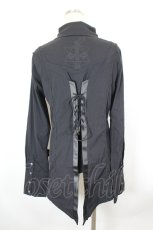 画像3: Ozz Croce / デコルテ開きメッシュ切替燕尾ブラウス  黒 I-26-09-23-006-OO-BL-TE-ZI (3)