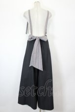 画像2: Hoshibako Works / ストライプサロペット  黒Ｘボルドー I-26-09-23-111-LO-OP-SA-ZI (2)