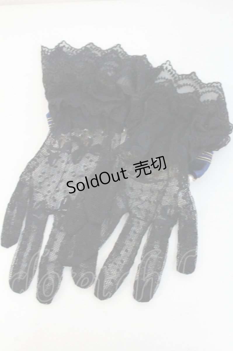 画像2: LOLITAその他(お買取対象外) / ビジューリボンレースグローブ  黒Ｘ青 I-26-09-23-130-LO-ZA-SA-ZI (2)