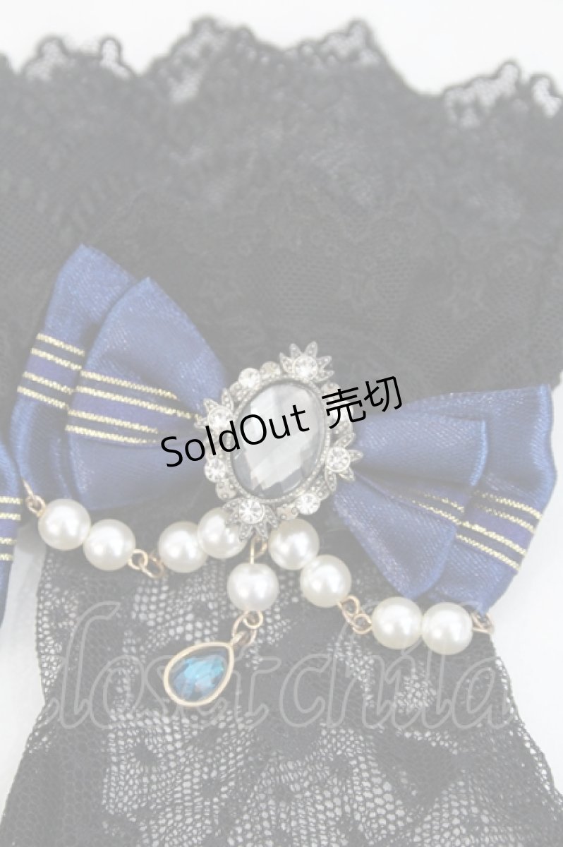 画像3: LOLITAその他(お買取対象外) / ビジューリボンレースグローブ  黒Ｘ青 I-26-09-23-130-LO-ZA-SA-ZI (3)