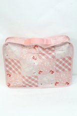 画像1: PINK HOUSE / バラ園うさぎ柄パッチワークプリントトラベルケース  ピンク I-26-09-25-113-LO-ZA-SA-ZI (1)