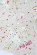 画像2: PINK HOUSE / バラ園うさぎタオルハンカチ  ピンク I-26-09-25-117-LO-ZA-SA-ZI (2)