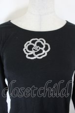 画像2: INGEBORG / スパンコールカメリア刺繍カットソー 13号 ブラック I-26-09-25-026-LO-TO-SA-ZI (2)
