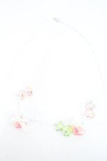 画像1: Nile Perch / くま&ハートチェーンネックレス  白ＸピンクＸ黄緑 I-26-09-27-126-LO-AC-SA-ZI (1)