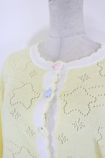 画像2: Nile Perch / スター透かしニットカーディガン  イエローＸ白 I-26-09-27-017-LO-TO-SA-ZI (2)