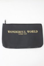 画像1: WONDERFUL WORLD / ロゴプリントポーチ  黒Ｘゴールド I-26-09-29-051-LO-ZA-SA-ZI (1)